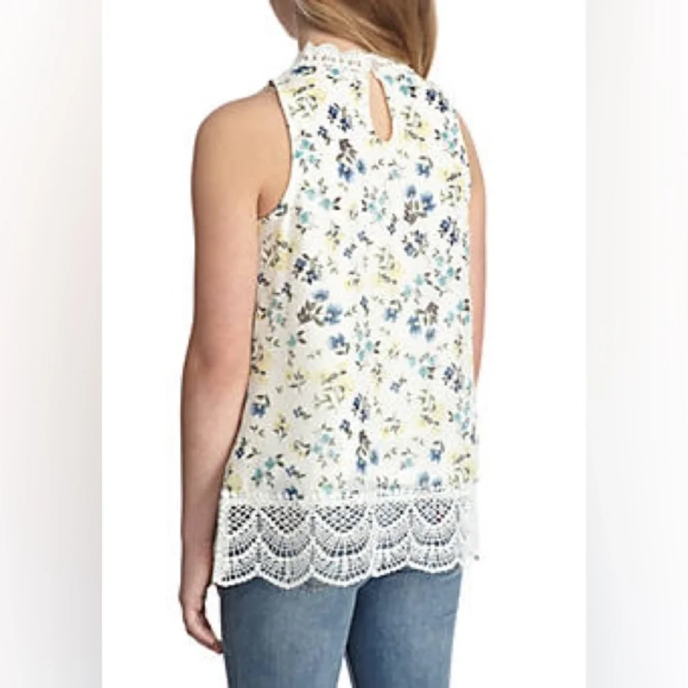 Beautees Floral Smocked Tank Top Girls Size Large